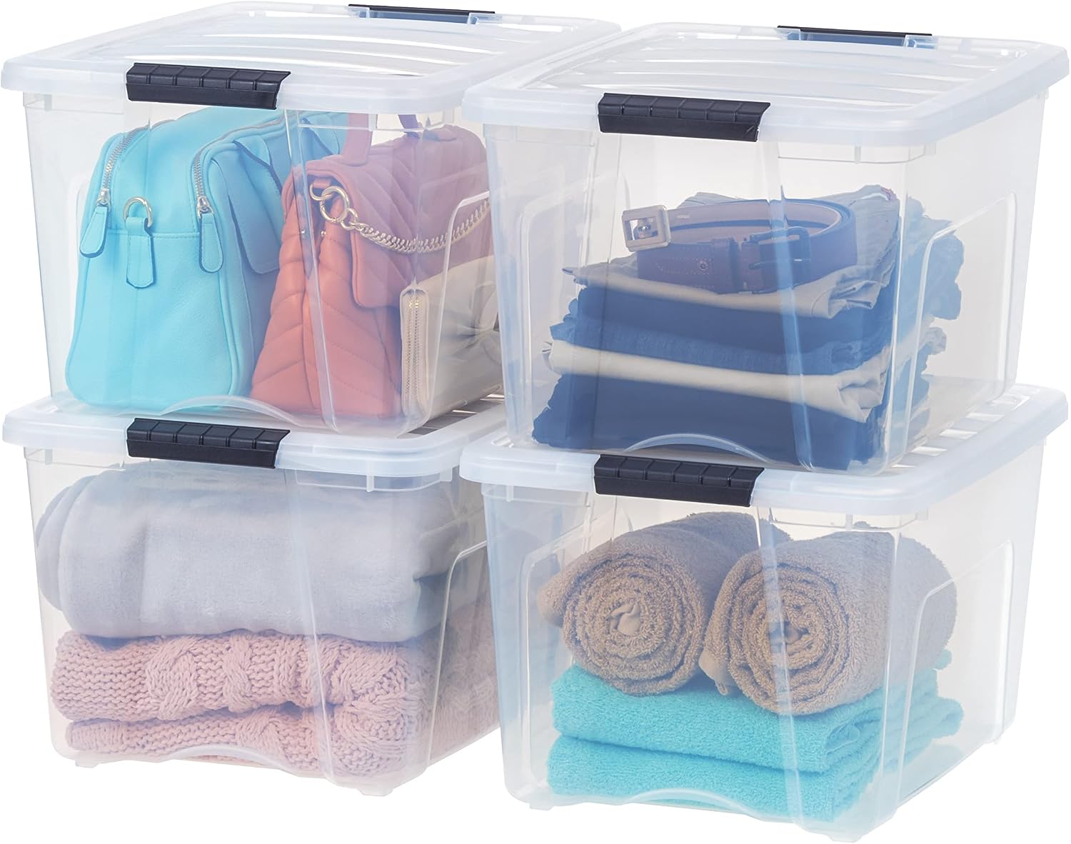 IRIS USA 6-Pack 6 Quart Storage Bins with Lids | Transparent design makes contents easy to find. Ideal for shoes, photos, documents, and small essentials. Nestable design