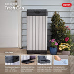 Keter Rockford Resin 38 Gallon Outdoor Kitchen Trash Can with Lid and Drip Tray for Easy Cleaning-Perfect for Patio Dining, Grey