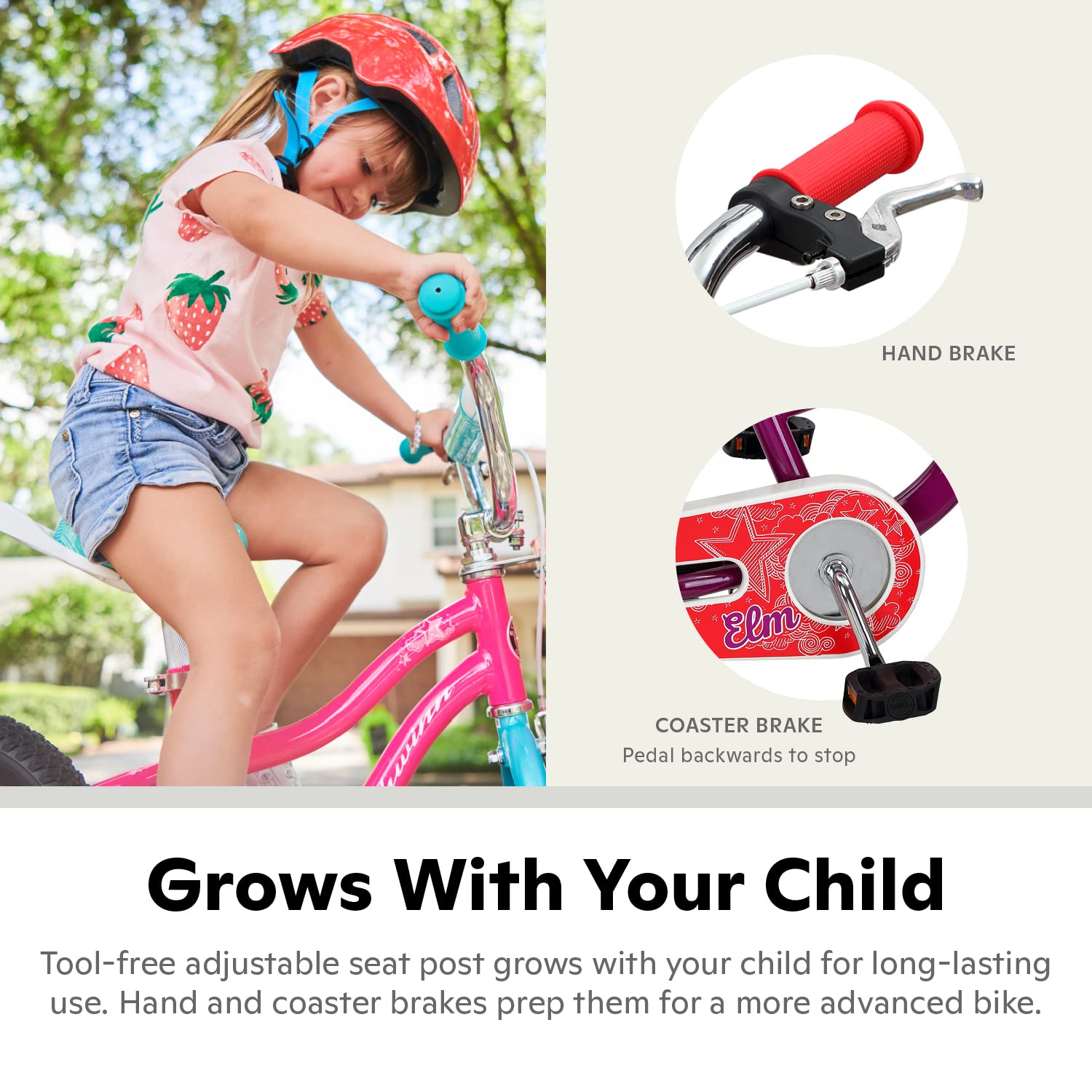 Schwinn Koen Bike, 16 Inch Bike for Kids Ages 3-7, SmartStart Ergonomic Design for Kids, Adjustable Seat Grows with your Child, Rear Coaster Brake and Front Caliper Brake, Training Bicycle