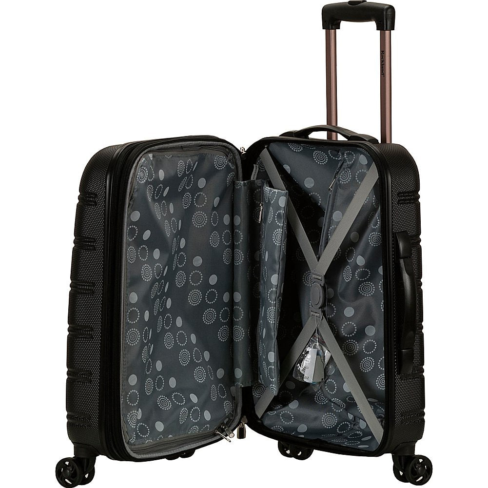 Rockland Melbourne Hardside Expandable Spinner Wheel Luggage, Checked Large 28", Black