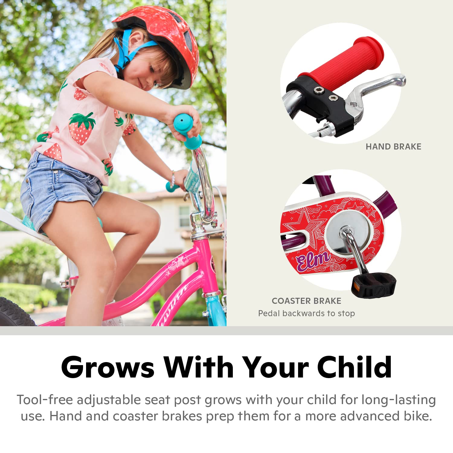 Schwinn Koen Bike, 16 Inch Bike for Kids Ages 3-7, SmartStart Ergonomic Design for Kids, Adjustable Seat Grows with your Child, Rear Coaster Brake and Front Caliper Brake, Training Bicycle
