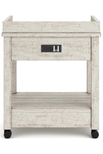 Signature Design by Ashley Baldridge Office Printer Stand, Storage, Electrical Outlets, USB Charing Ports, Wood, 21" W x 18" D x 24.63" H, Brown