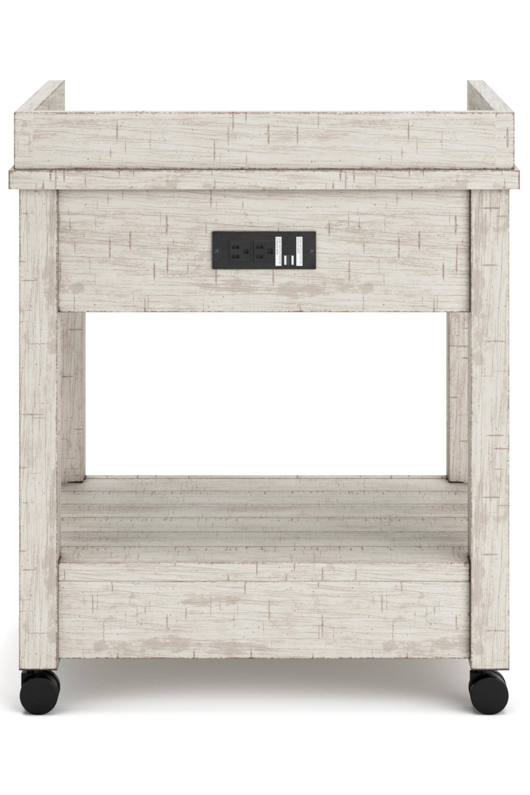 Signature Design by Ashley Baldridge Office Printer Stand, Storage, Electrical Outlets, USB Charing Ports, Wood, 21" W x 18" D x 24.63" H, Brown