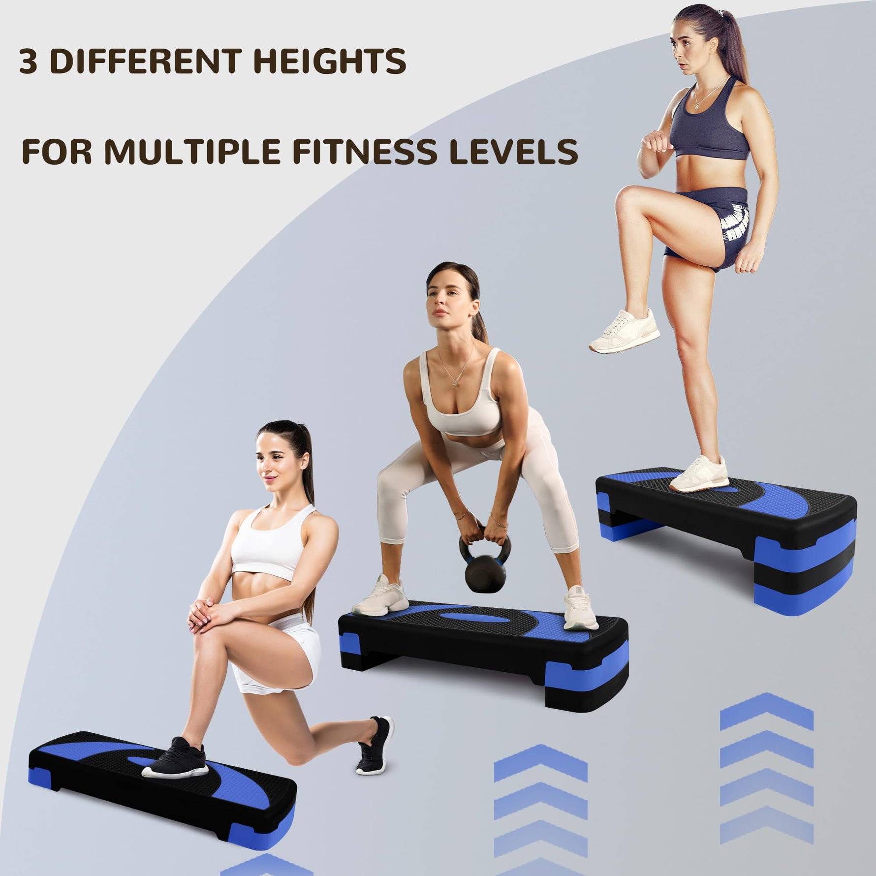 BalanceFrom Aerobic Step Platform Trainer with Adjustable 3-Level Risers, 400 Pound Weight Capacity – Non-Slip Exercise Stepper for Cardio, Strength, and Fitness Workouts at Home or Gym