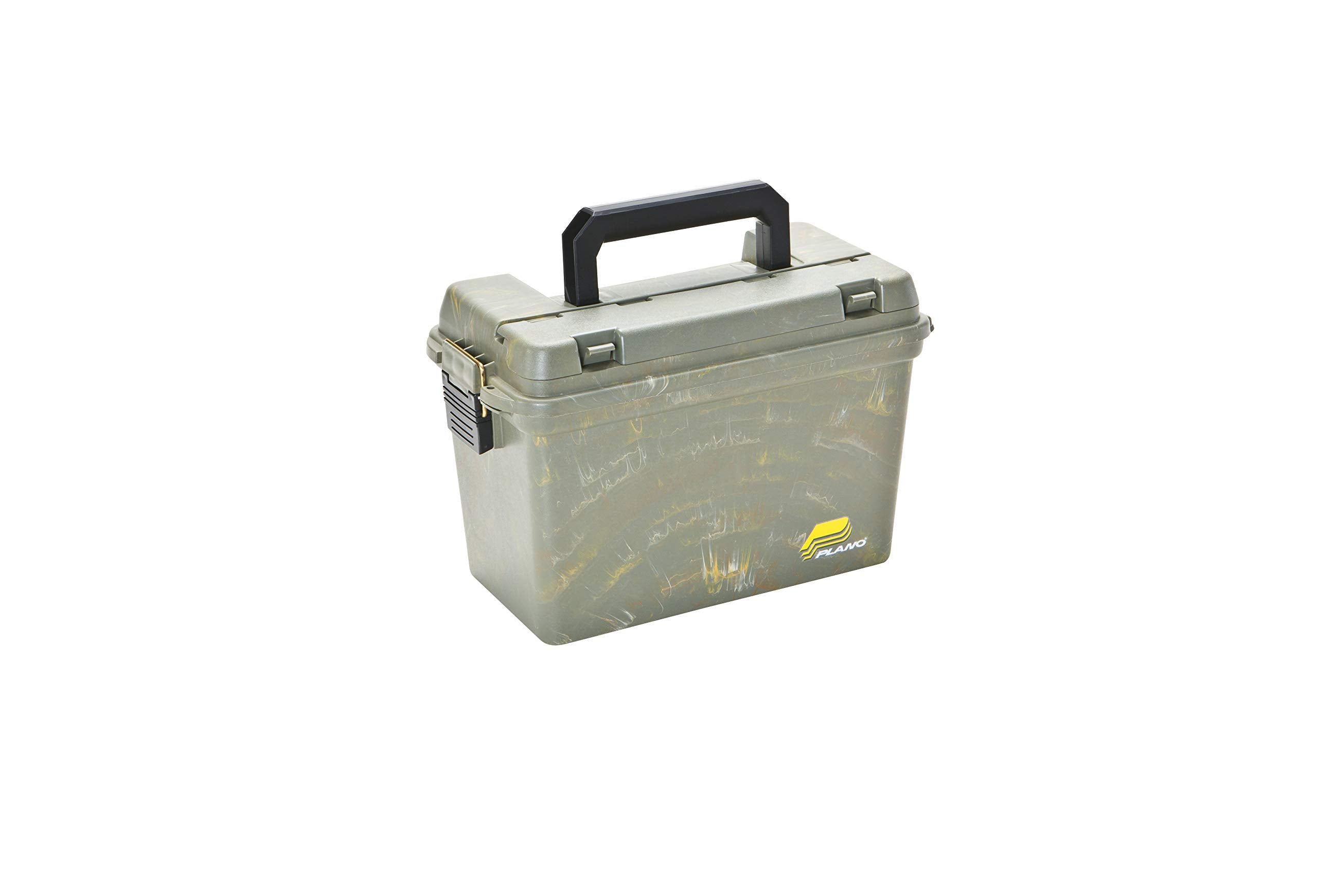 Plano Field Ammo Box, Camo, Lockable Ammunition Storage Box with Heavy-Duty Carry Handle, Large Plastic Ammo Storage With Tray, Water-Resistant Protection, Holds 6 Boxes of Ammo