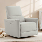 CHITA Power Recliner Chair Swivel Glider, FSC Certified Upholstered Living Room Nursery Reclining Sofa Chair with Lumbar Support, Linen