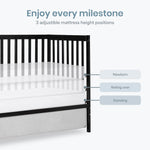 Dream On Me Synergy 5-in-1 Convertible Full-Size Baby Crib with Toddler, Day & Full Bed Conversion in White, GreenGuard Gold & BSA, 3 Mattress Heights, Sustainable Pinewood