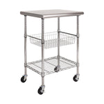 Seville Classics Commercial Work Table Island Utility Cart Prep Station, for Restaurant, Kitchen, Warehouse, Garage, Hotel, Home, Stainless-Steel Top NSF , 49" W x 24" D | Heavy-duty durable workstation supports 1,000 lb with adjustable wire shelf, is ver