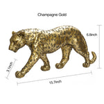Cheetah Statue Home Decor Leopard Sculpture Resin Sitting Cheetah Figurine Desktop Table Top Ornament Decoration for Home Office-Gold Or Silver (Walking-Champagne Gold)