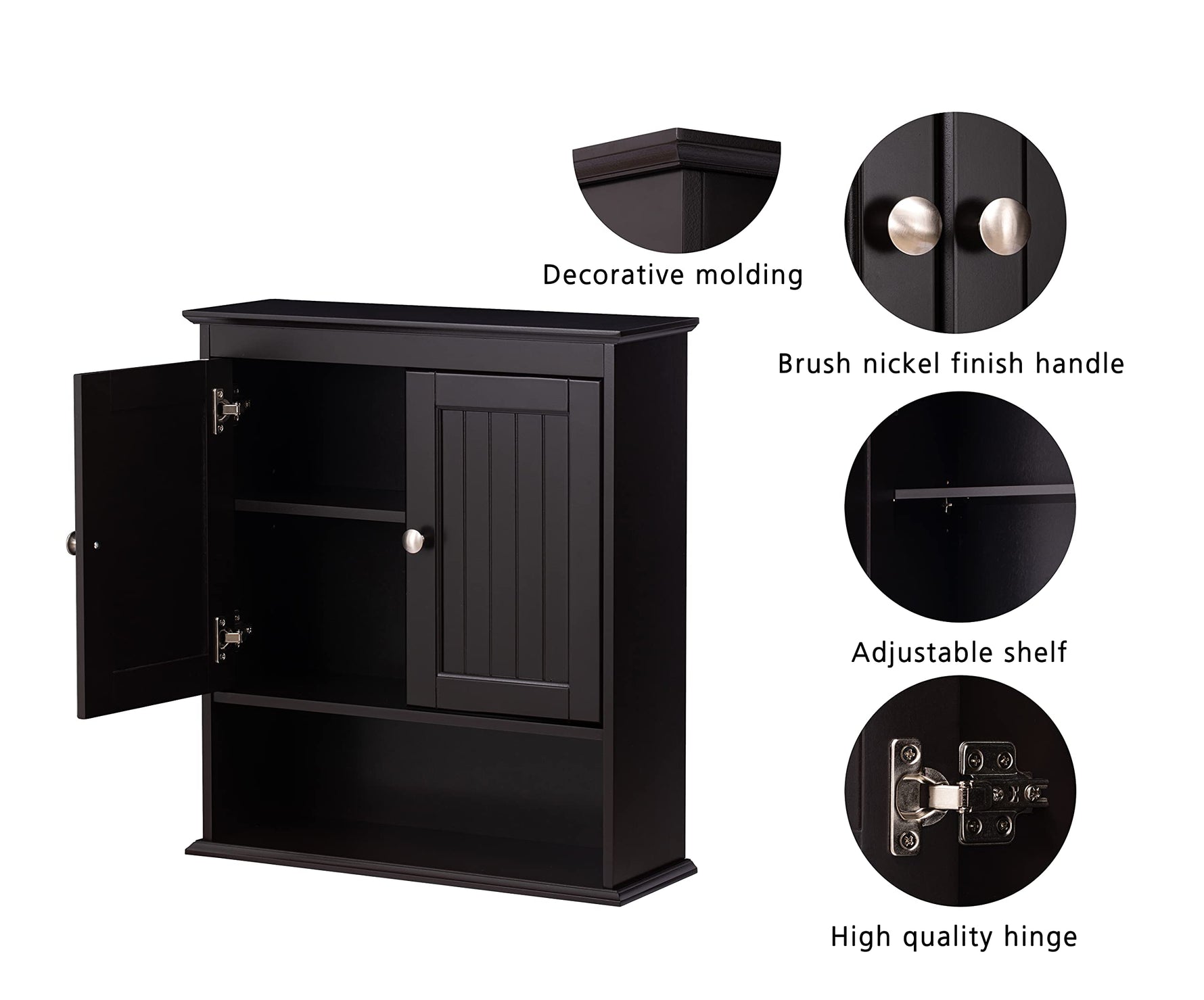 Spirich Bathroom Cabinet Wall Mounted with Doors, Wood Hanging Cabinet with Doors and Shelves Over The Toilet, Bathroom Wall Cabinet White