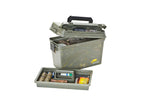 Plano Field Ammo Box, Camo, Lockable Ammunition Storage Box with Heavy-Duty Carry Handle, Large Plastic Ammo Storage With Tray, Water-Resistant Protection, Holds 6 Boxes of Ammo
