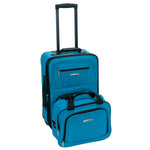 Rockland Fashion Softside 2 Piece Luggage Set, Expandable, (14" Tote/19" Upright), Purple
