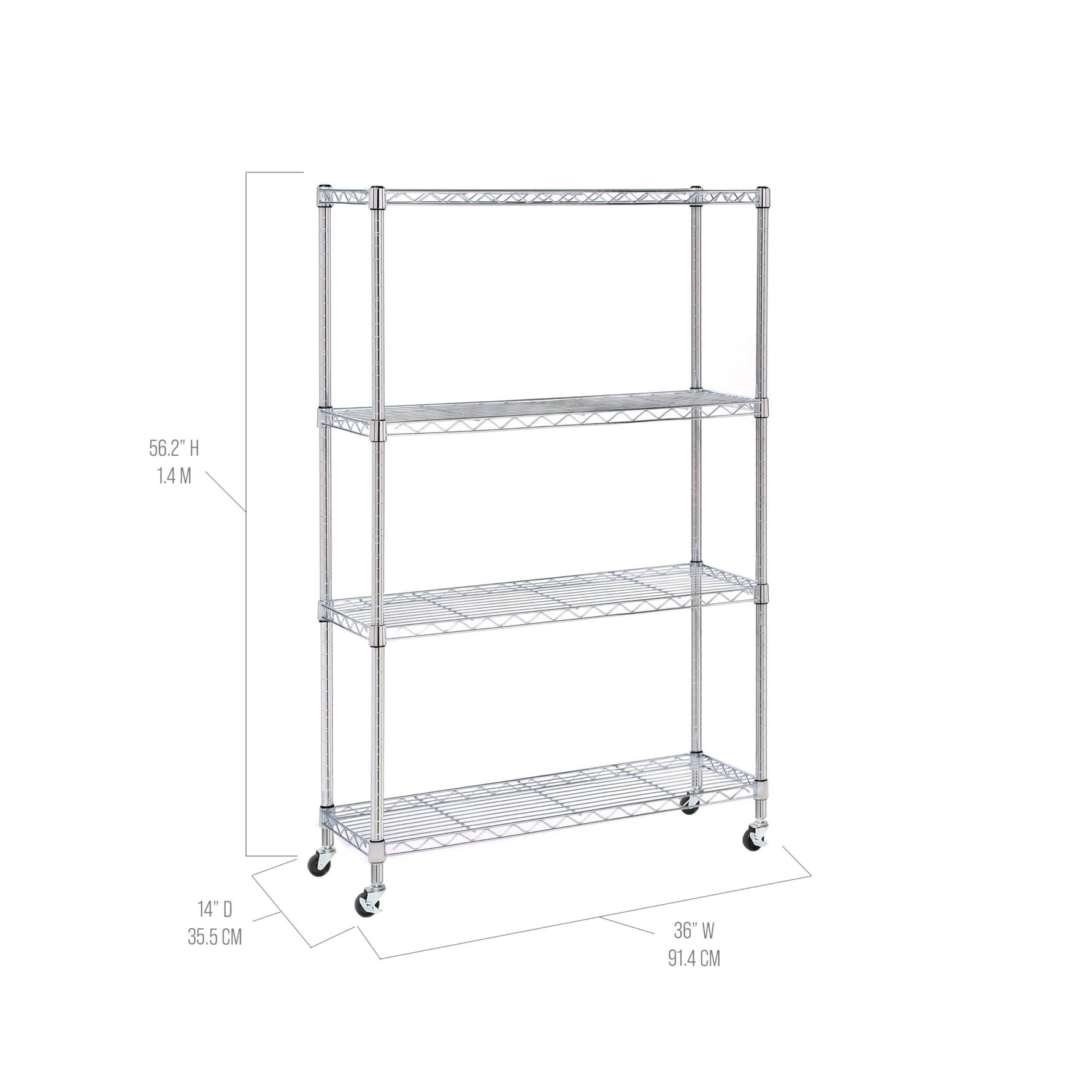5-Tier Steel Wire Shelving, 30"W x 14"D x 61.5"H | Durable solid steel wire storage rack with adjustable shelves featuring 300 pounds per shelf weight capacity for home use