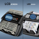 LOLARAN AL1000 Money Counter Machine with Value Counting, Support Dollar and Euro, UV, MG, MT, IR, DD Counterfeit Detection, Cash Counter with LCD Display, Batch and Add, 1,000 Notes/Min