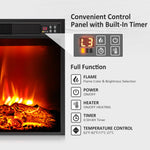 Naice 72" Electric Fireplace with Mantel and Cabinets, Fireplace TV Stand for Living Room Bedroom, Stacked Stone Surround and Remote Control 3D Realistic Flame, Black