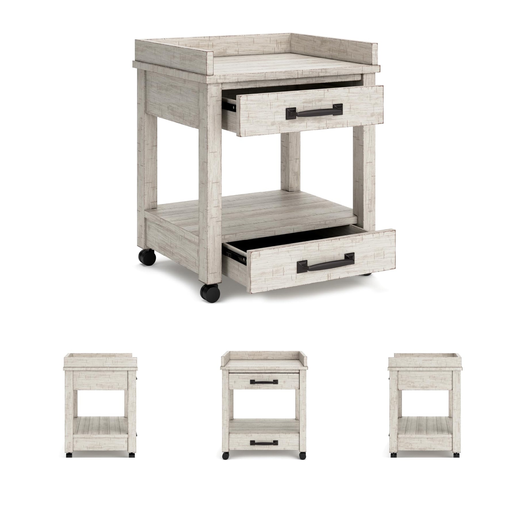 Signature Design by Ashley Baldridge Office Printer Stand, Storage, Electrical Outlets, USB Charing Ports, Wood, 21" W x 18" D x 24.63" H, Brown