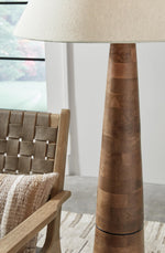 Signature Design by Ashley Danset Contemporary Wood Floor Lamp with 3-Way Switch, Light Brown