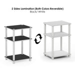 Furinno JUST Side Table, 3-Tier End Table, Open Shelves Night Stand, Bedside Table, Toolless Assembly, for Living Room, Bedroom, Bathroom, Columbia Walnut