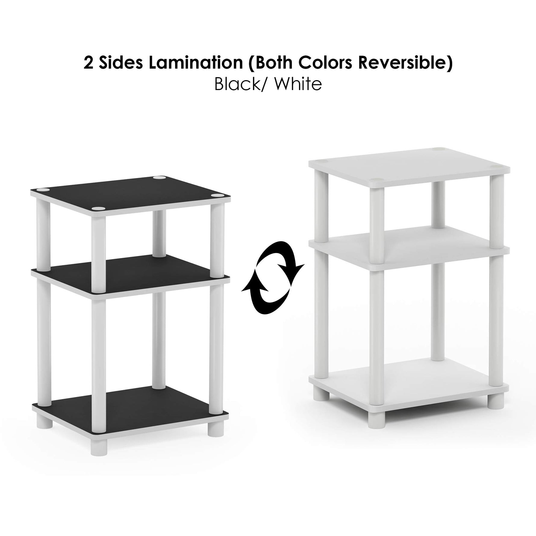 Furinno JUST Side Table, 3-Tier End Table, Open Shelves Night Stand, Bedside Table, Toolless Assembly, for Living Room, Bedroom, Bathroom, Columbia Walnut