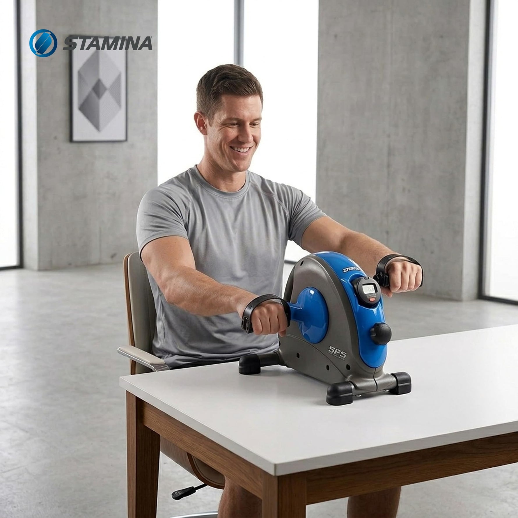 Stamina Mini Exercise Bike with Smooth Pedal System - Portable Pedal Exerciser - Cardio Equipment Fitness Bike - Stationary Bike for Home Workout - Blue
