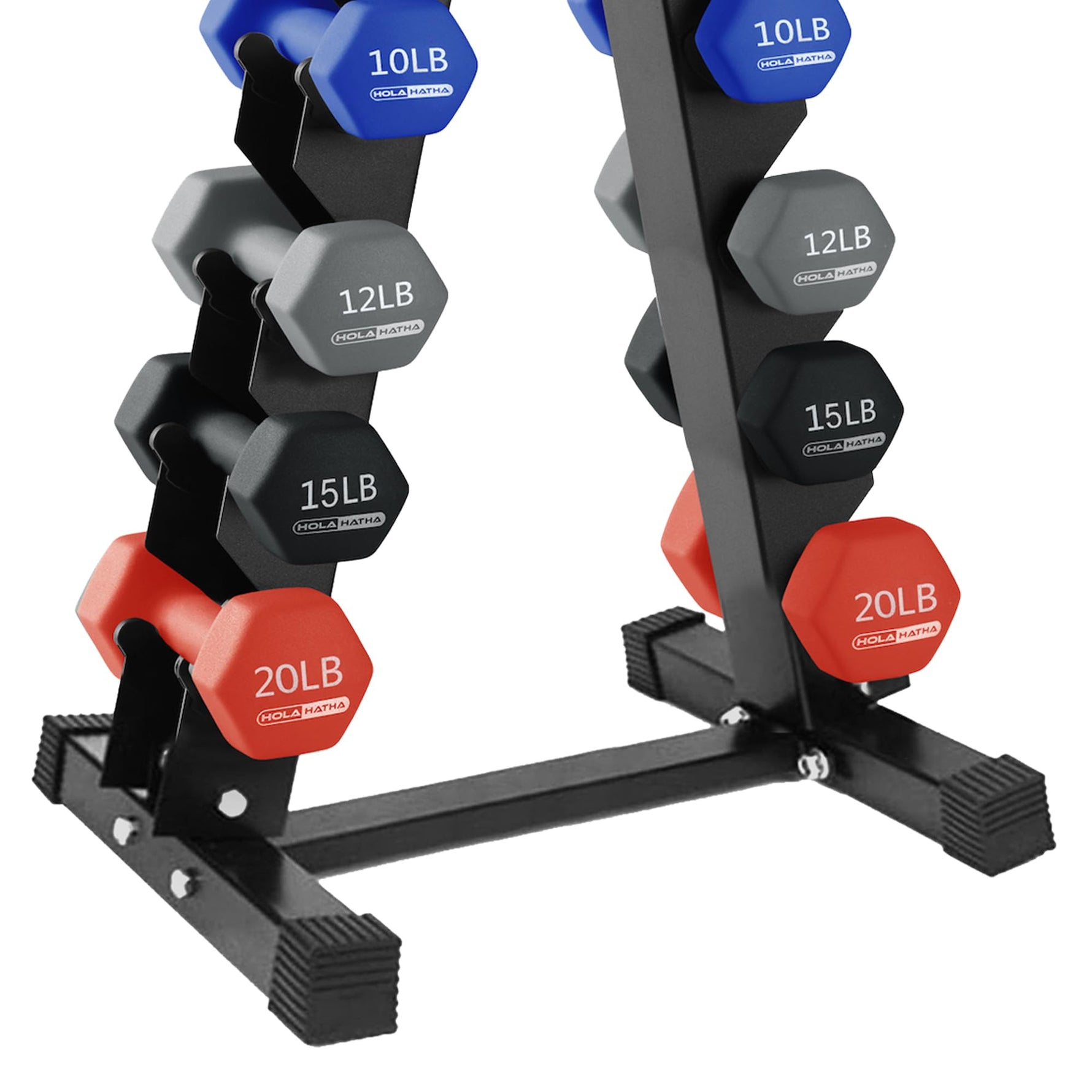 HolaHatha Neoprene Dumbbell Weights Set w/ Rack, Home Gym Equipment, 146 Lbs, Multicolor - Portable Weighted Exercise Dumbbells for Fitness, Training, and Lifting Workouts