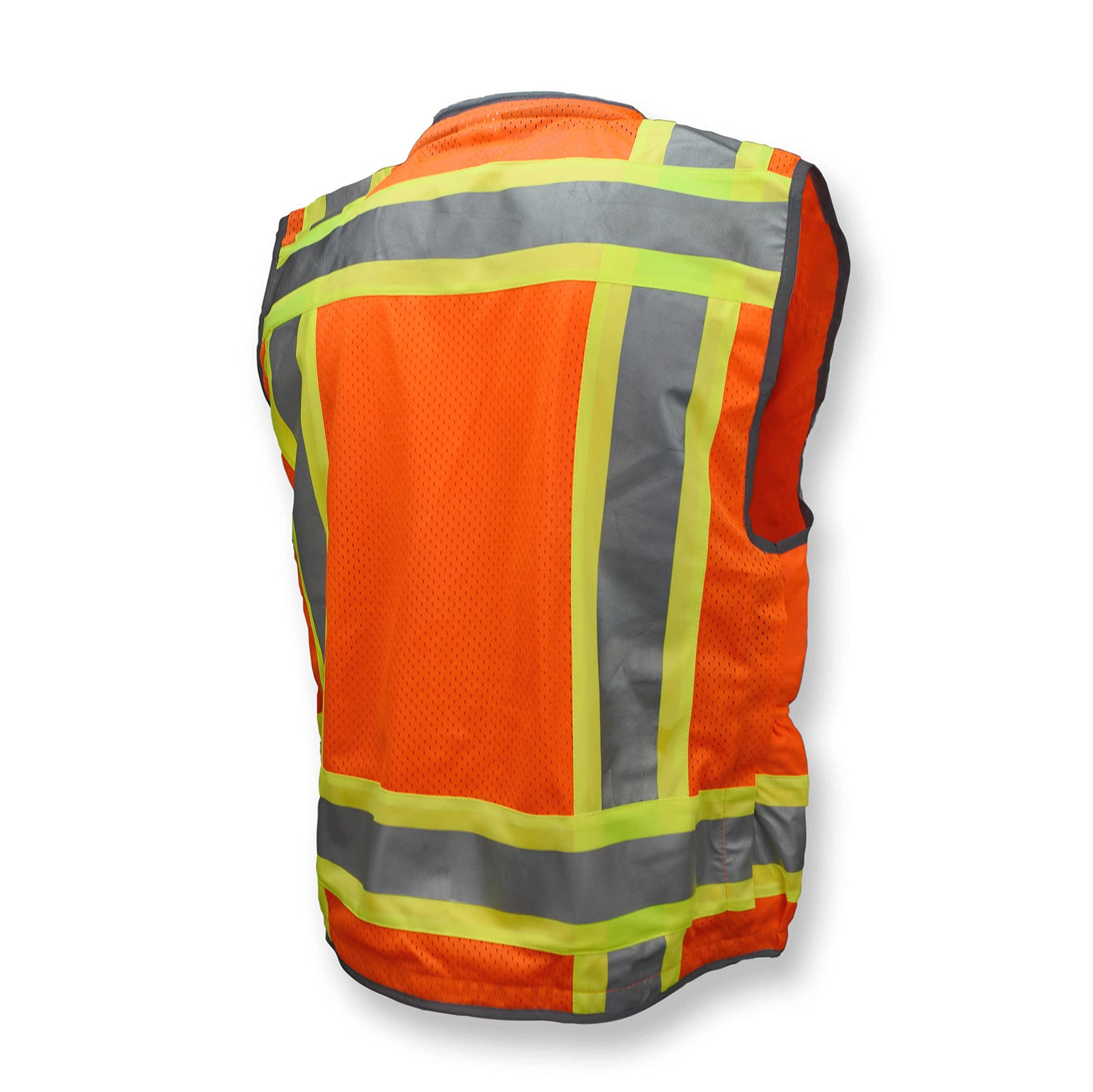 Radians SV55 Class 2 Heavy Woven Two Tone Engineer Vest with Padded Neck to Support Extra Weight in Cargo Pockets, Orange, 2X-Large