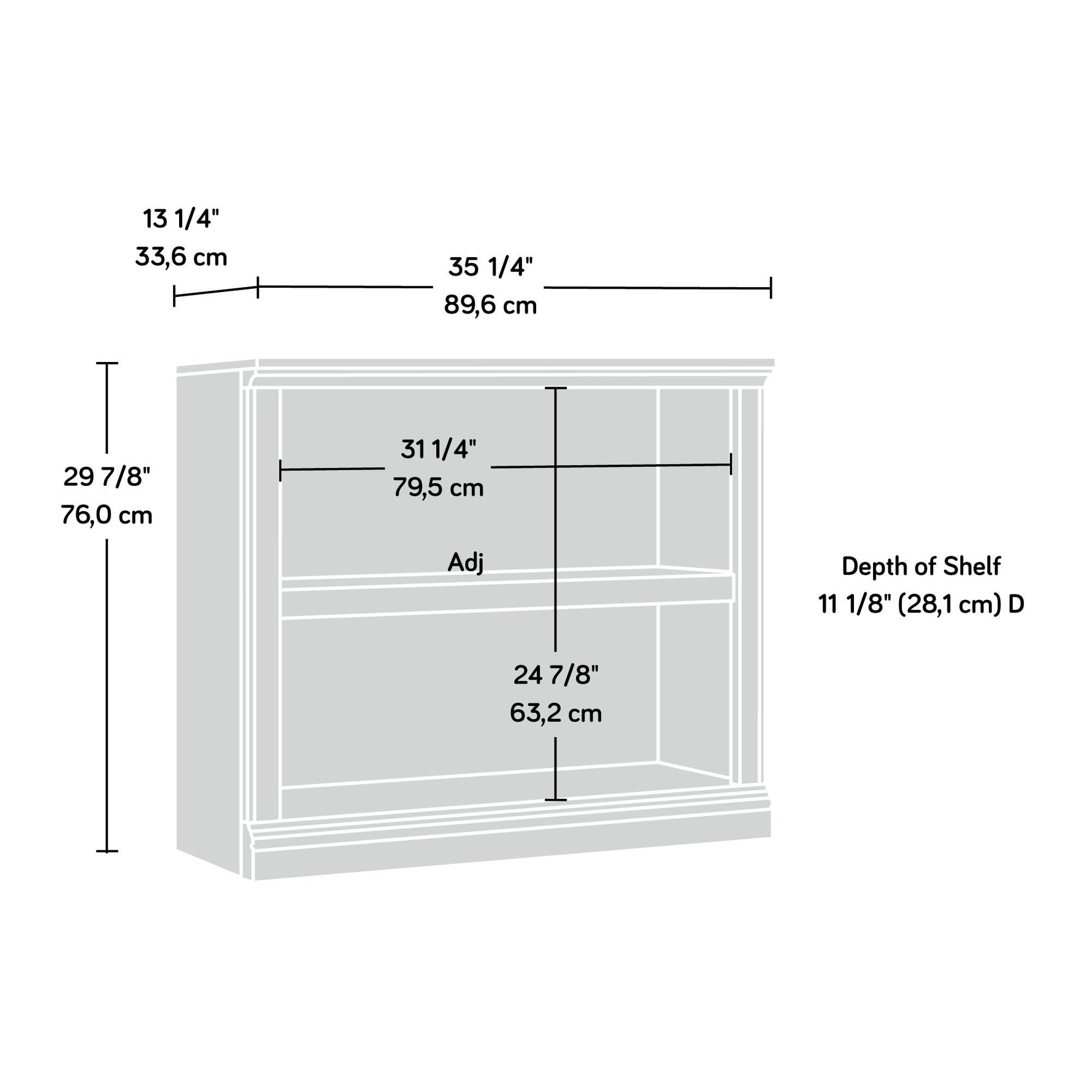 Sauder 2 Tier Book Shelf Wooden Bookcase Multipurpose Bookshelf for Home Office, Living Room, in Salt Oak