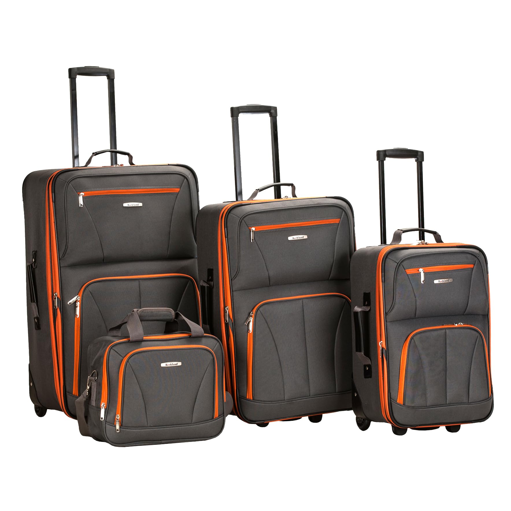 Rockland Fashion Softside 2 Piece Luggage Set, Expandable, (14" Tote/19" Upright), Purple