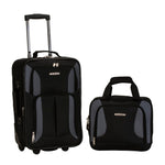 Rockland Fashion Softside 2 Piece Luggage Set, Expandable, (14" Tote/19" Upright), Purple