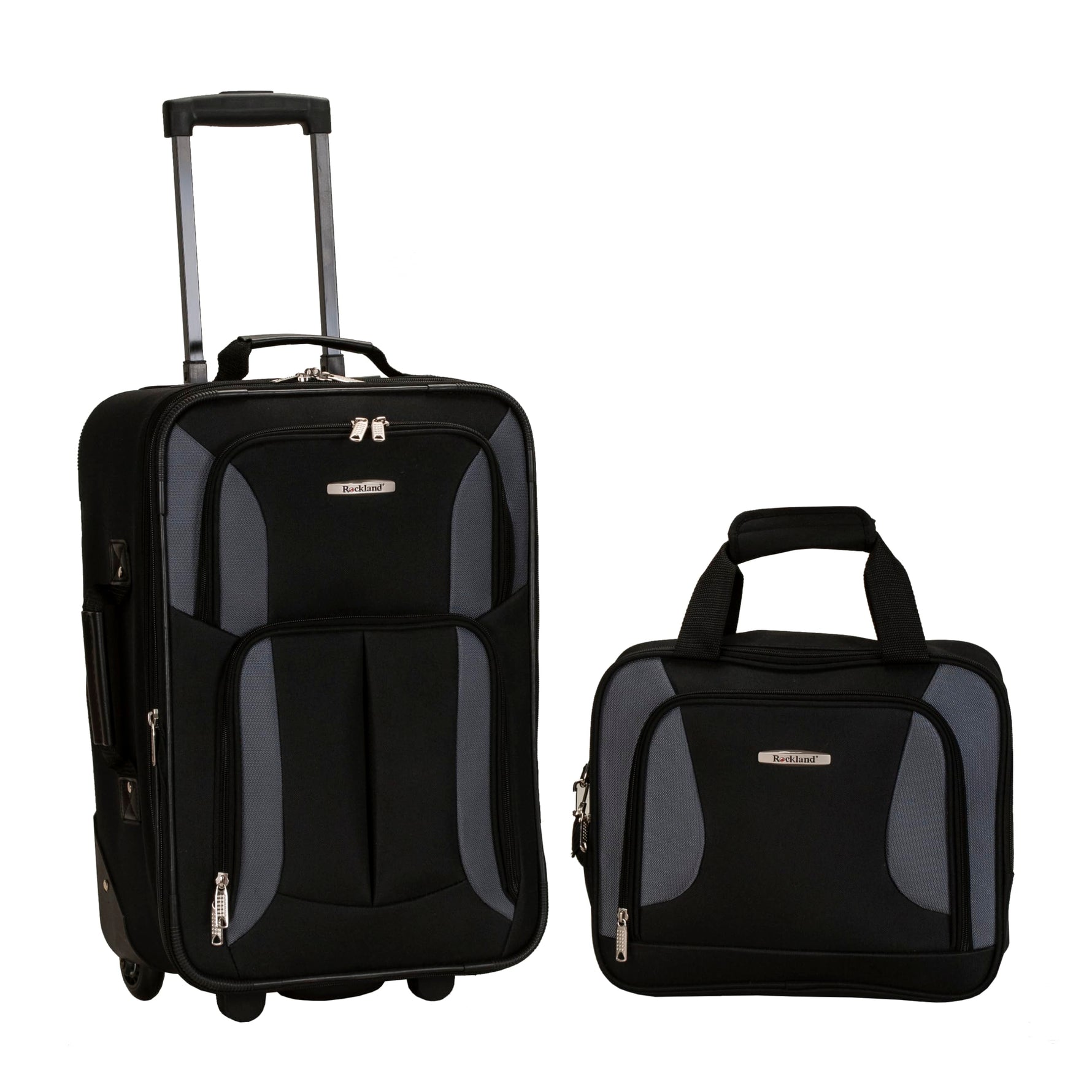 Rockland Fashion Softside 2 Piece Luggage Set, Expandable, (14" Tote/19" Upright), Purple