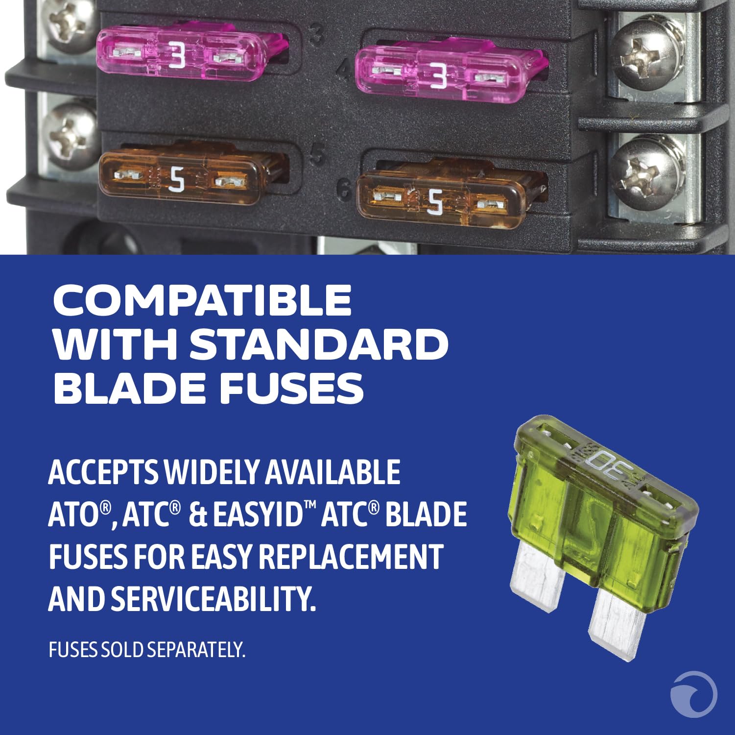 Blue Sea Systems ST Blade Fuse Block 12 Circuit with Ground and Cover, 100 Amps, 5026