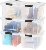 IRIS USA 6-Pack 6 Quart Storage Bins with Lids | Transparent design makes contents easy to find. Ideal for shoes, photos, documents, and small essentials. Nestable design