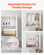 VEVOR Laundry Room Wall Cabinet, 2-Tier Wall Mounted Hanging Cabinet with Adjustable Shelf, Cupboard Storage with 2 Doors, for Kitchen, Bathroom, Laundry, 11.8 x 23.6 x 23.6 in (D x W x H), White