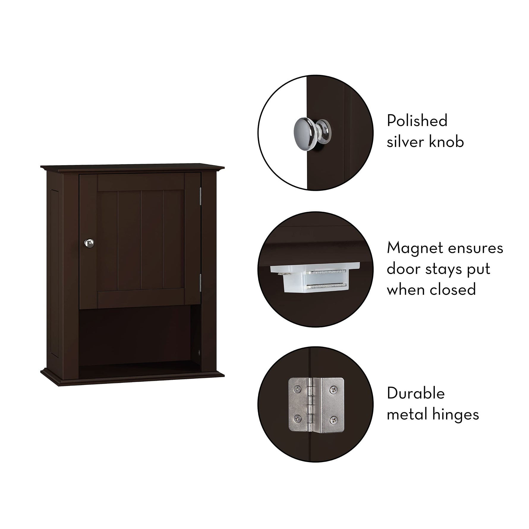 RiverRidge Ashland Single Door Wall, Gray Cabinet,Grey