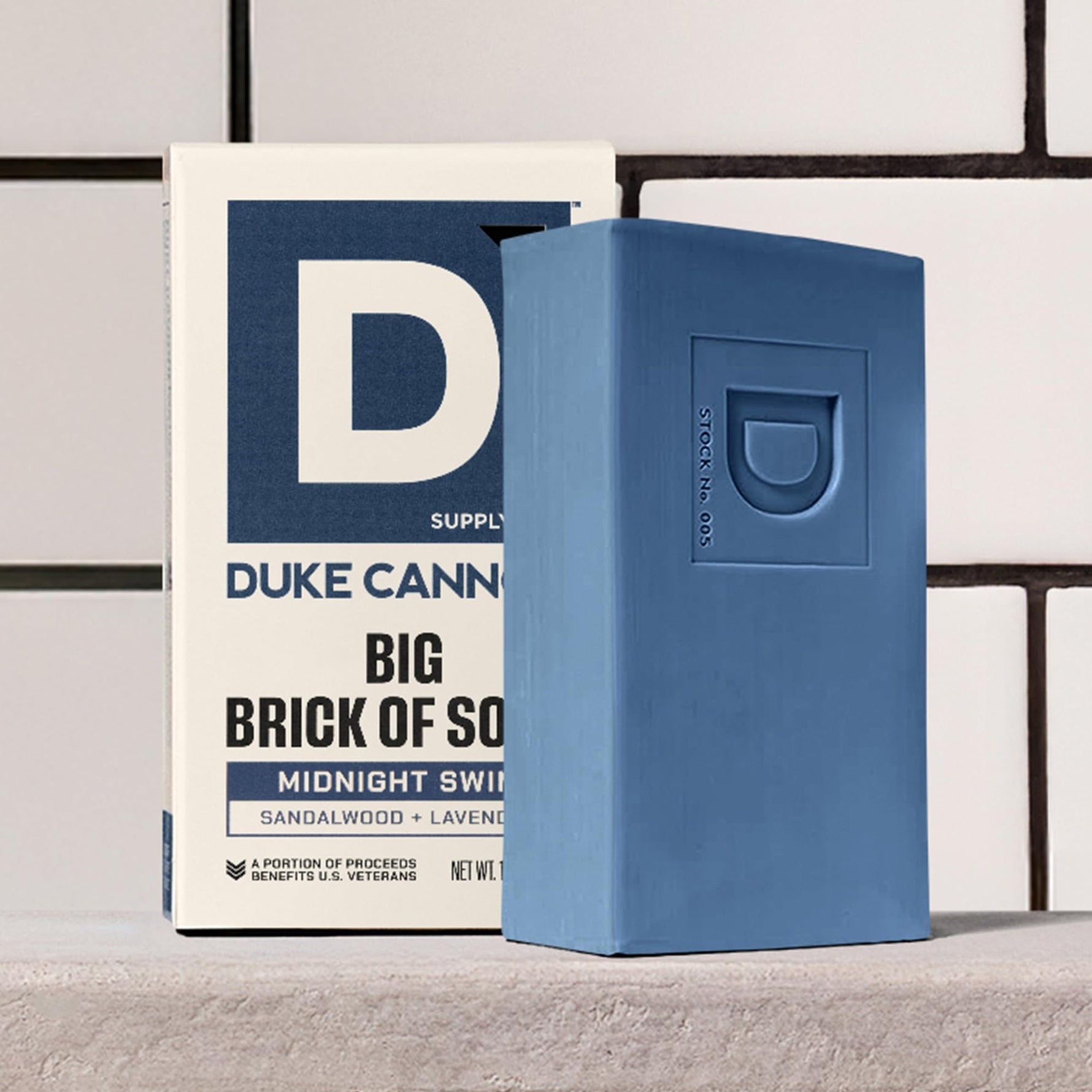 Duke Cannon Big Brick of Soap – Sandalwood + Lavender Scent – Large Triple-Milled Bar Soap for Men, Long-Lasting, Moisturizing with Natural Oils, Supports U.S. Veterans, Midnight Swim (10 oz.)
