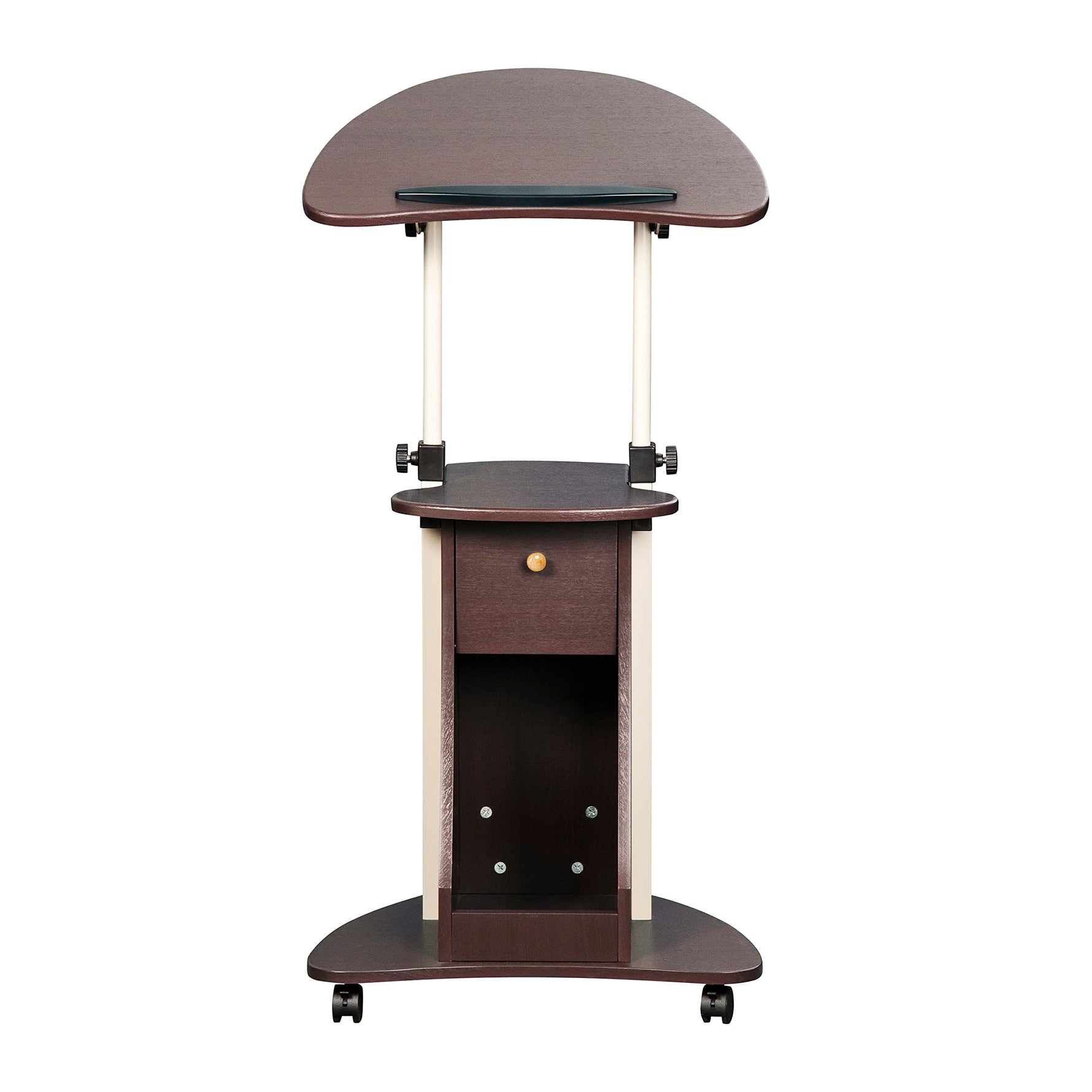 Techni Mobili Sit-to-Stand Rolling Adjustable Height Laptop Cart with Storage, Graphite, 22 x 16 x 46