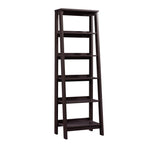 Sauder Ladder Bookshelf 5 Tier Trestle Ladder Shelf Wooden Bookcase, in Jamocha Wood