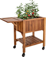 Seville Classics Acacia Wood Raised Garden Bed Planter