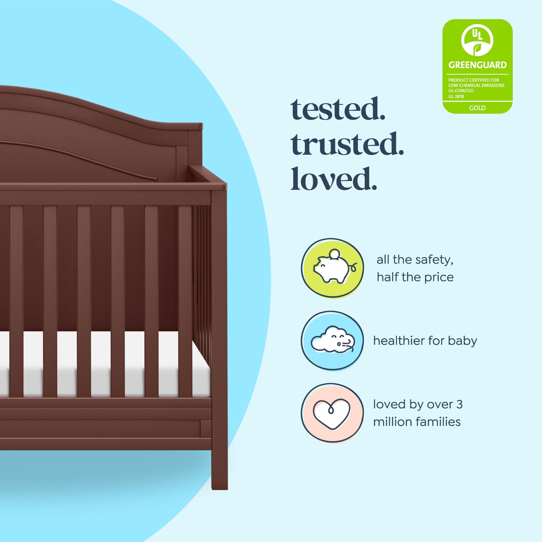 Davinci Charlie 4-in-1 Convertible Crib - GREENGUARD Gold Certified - Converts from Baby Crib to Toddler Bed, Daybed, and Full-Size Bed Effortlessly - 4 Adjustable Heights - Wooden White Baby Bed