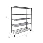 UltraDurable 5-Tier NSF Steel Wire Shelving, 48"W x 24"D x 76"H, Black | Heavy-duty commercial-grade solid steel wire storage rack featuring 800 pounds per shelf weight capacity
