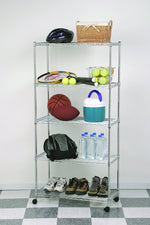 5-Tier Steel Wire Shelving, 30"W x 14"D x 61.5"H | Durable solid steel wire storage rack with adjustable shelves featuring 300 pounds per shelf weight capacity for home use