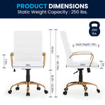 Flash Furniture Whitney Mid-Back Swivel LeatherSoft Desk Chair with Wheels, Padded Seat and Armrests, Adjustable Height Padded Office Chair, Black