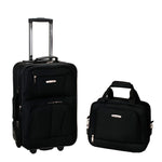 Rockland Fashion Softside 2 Piece Luggage Set, Expandable, (14" Tote/19" Upright), Purple