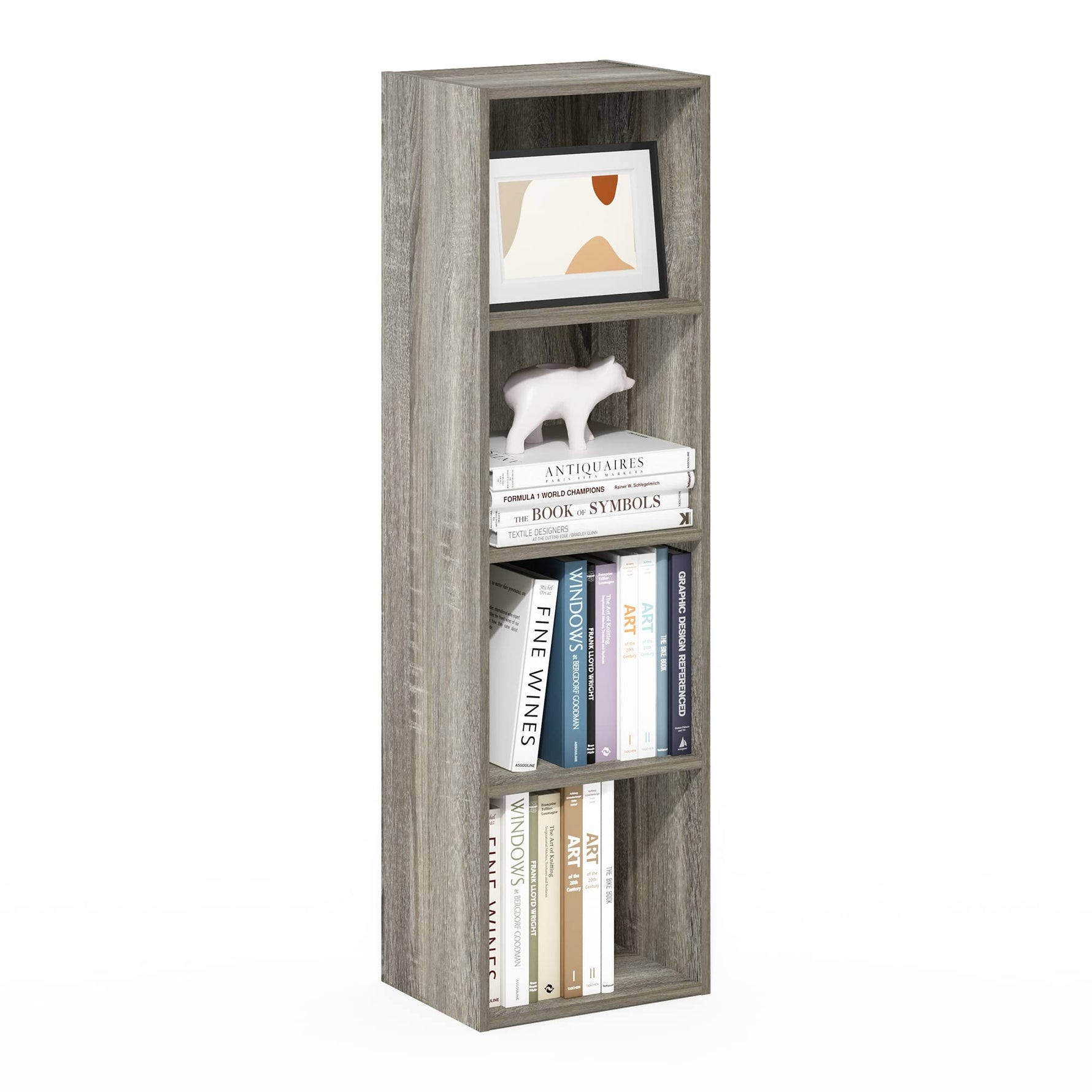 Furinno LUDER Book Shelf, 5-Cube Bookshelf, Reversible Bookcase, 9.4 x 19.5 x 31.5, Easy Assembly, for Living Room, Bedroom, Home Office, White
