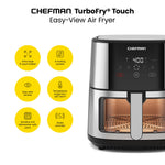 Chefman Air Fryer 8 Qt | TurboFry® 4-in-1 with 450°F Hi-Fry Option for Crispier Results | Bake, Dehydrate, Frozen | XL Nonstick Dishwasher-Safe Basket | Stainless Steel