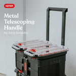 Keter Stack-n-Roll 3-Piece Rolling Tool Storage System – Includes Dolly, Tool Box & Deep Power Tool Case | Modular Mobile Tool Organizer | Stackable Design for Garage, Jobsite & Workshop