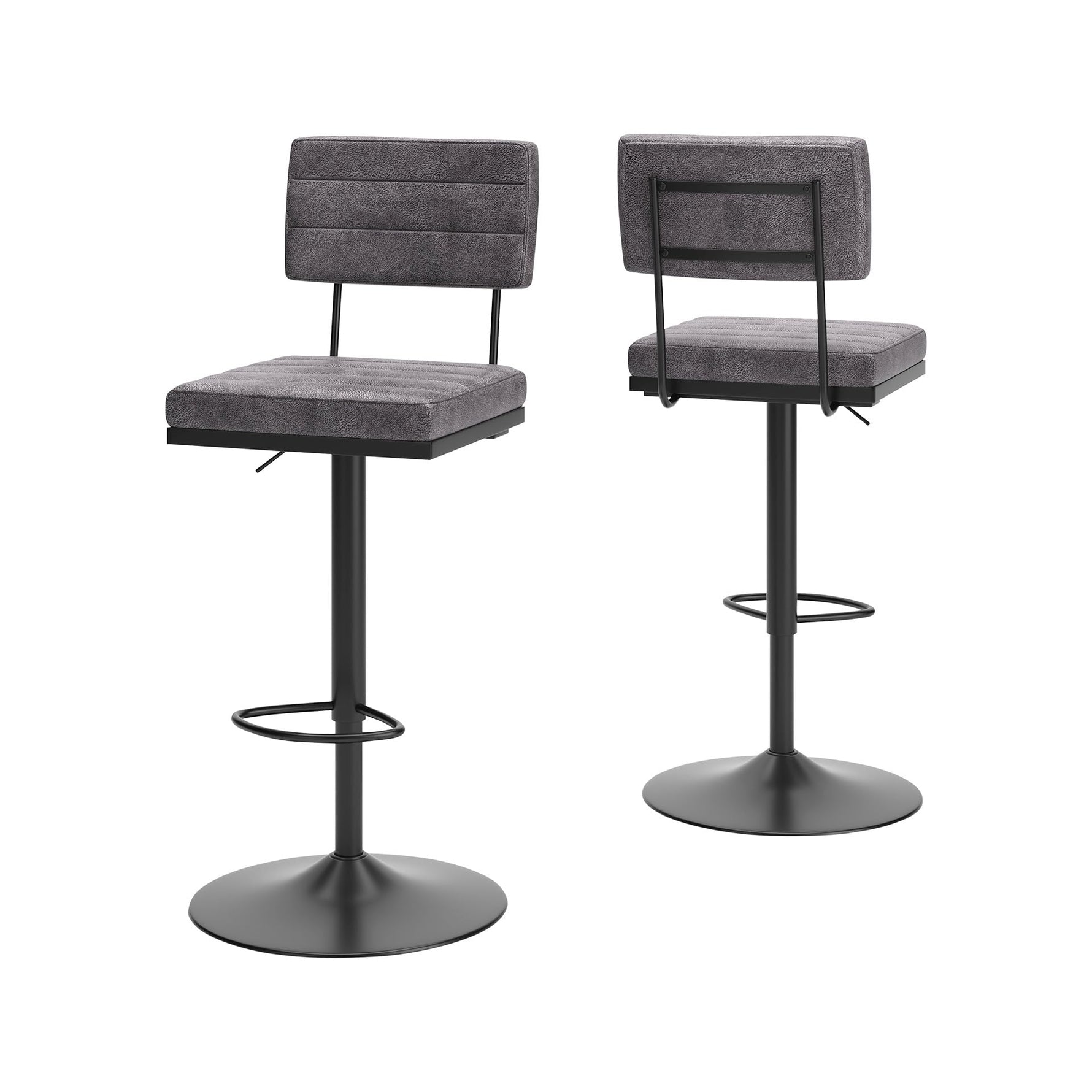 Signature Design by Ashley Centiar 24" Counter Height Modern Bucket Barstool, 2 Count, Black