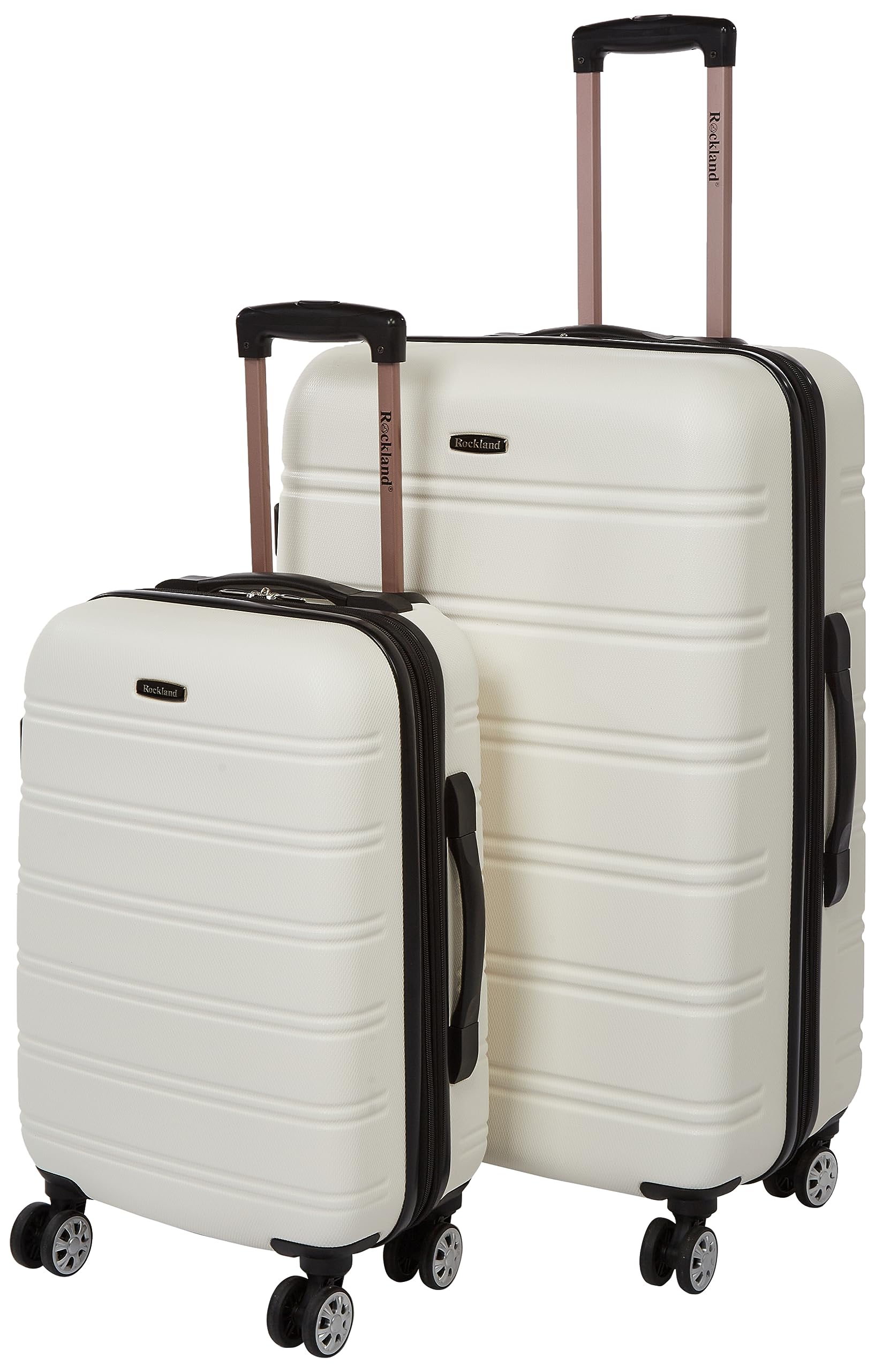 Rockland Melbourne Hardside Expandable Spinner Wheel Luggage, Checked Large 28", Black