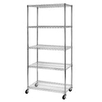 UltraDurable 5-Tier NSF Steel Wire Shelving, 48"W x 24"D x 76"H, Black | Heavy-duty commercial-grade solid steel wire storage rack featuring 800 pounds per shelf weight capacity