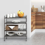 3-Tier Stackable 1" Slat Steel Frame Shoe Rack, 27.25"W x 12.75"D, Espresso | Interlocking modular design maximizes storage while the sturdy steel frame holds up to 12 pairs of shoes (Patented Design)